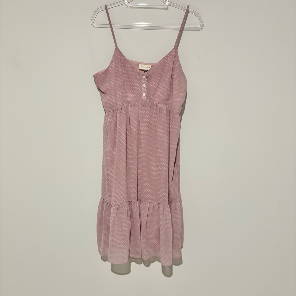 Alredine polka dot tiered‎ babydoll dress dusty pink size large